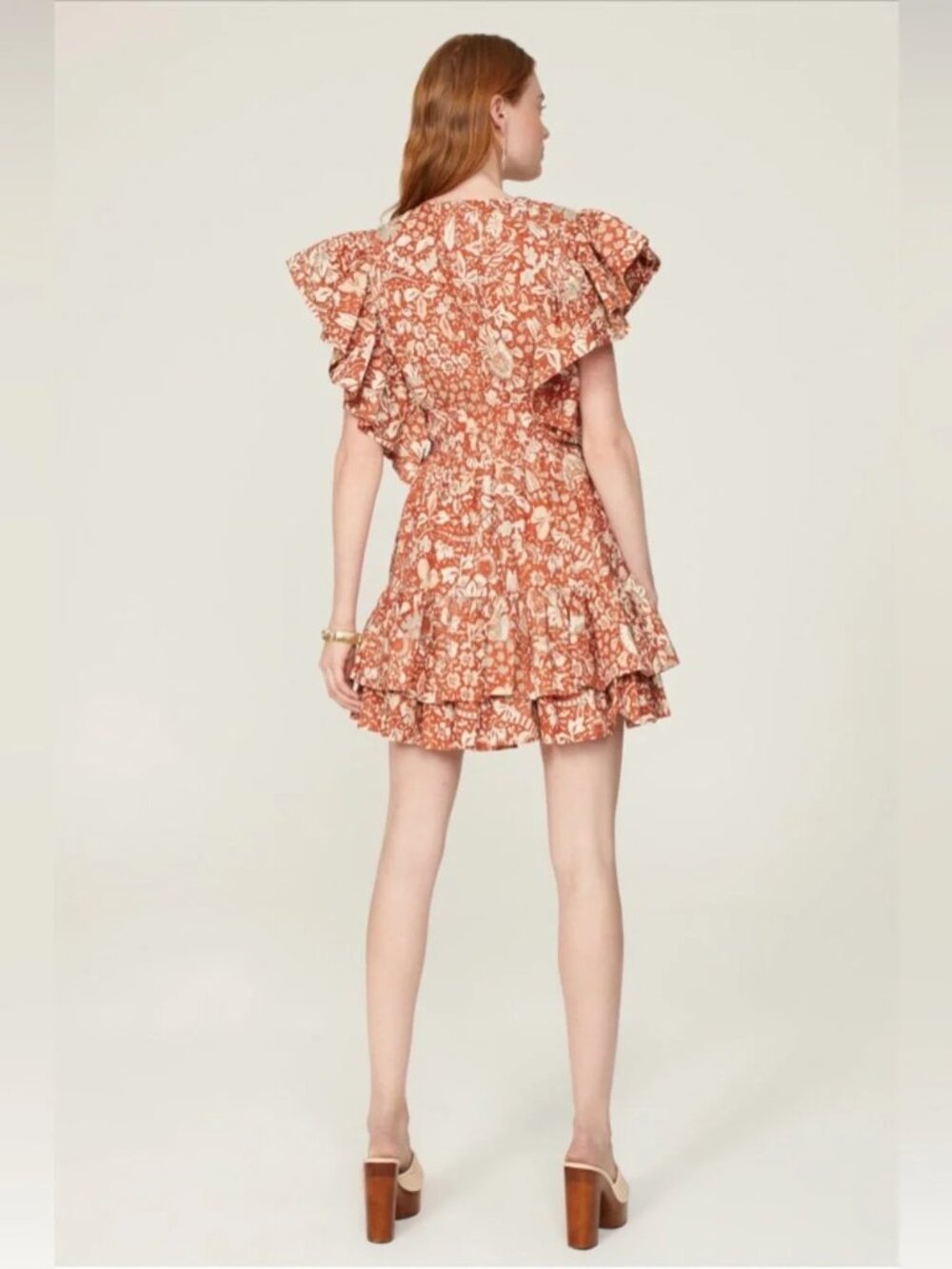 ULLA JOHNSON Kiri Mini Dress Orange Blossom Statement Sleeve Sundress Cotton 10 - Picture 11 of 16